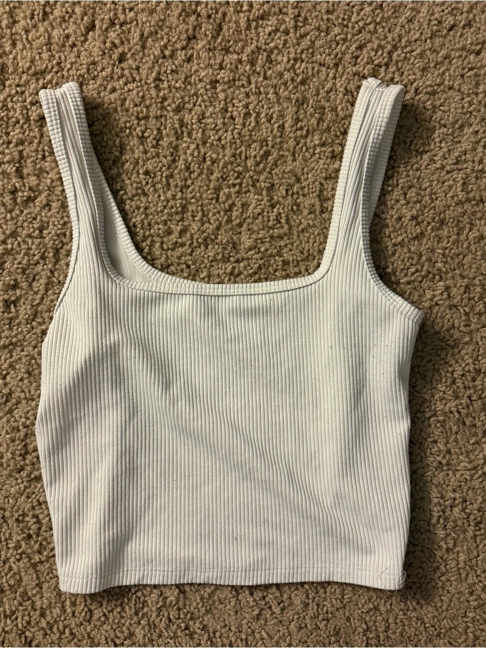 Hollister Ribbed Square-Neck Crop Tank - White